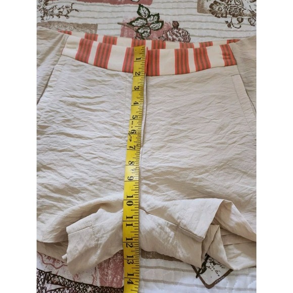 Mystree Women's Rayon Blend Chino Shorts Beige and Orange with Pockets Size L - Picture 8 of 11